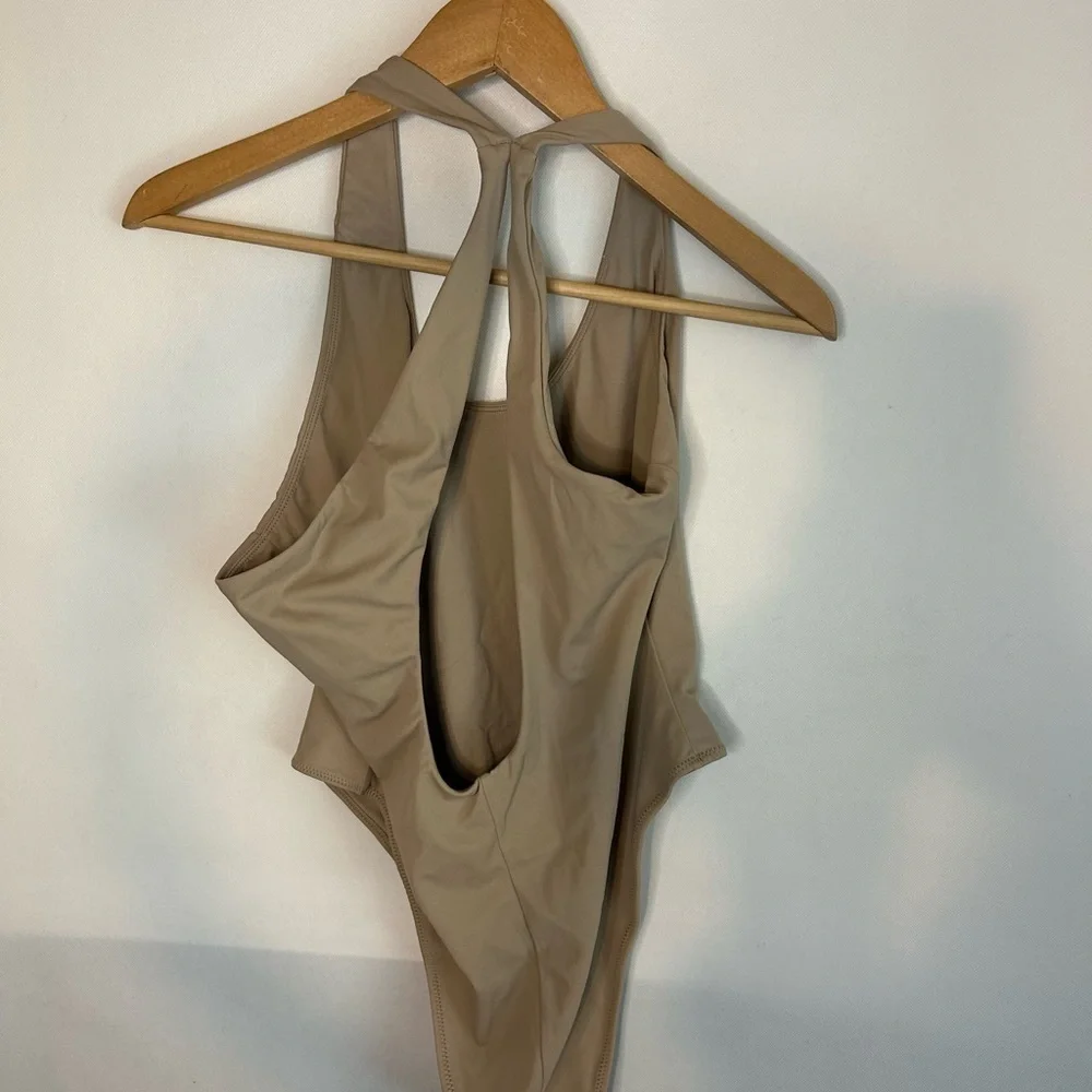 Pacsun Swim La Hearts Neutral One Piece Swimsuit Asymmetrical Open Back Large